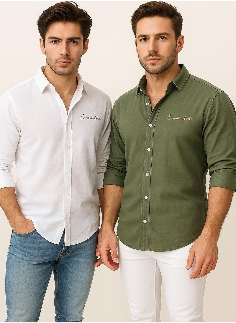 THUGFIT PREMIUM PURE LINEN SHIRT GREEN - Image 2