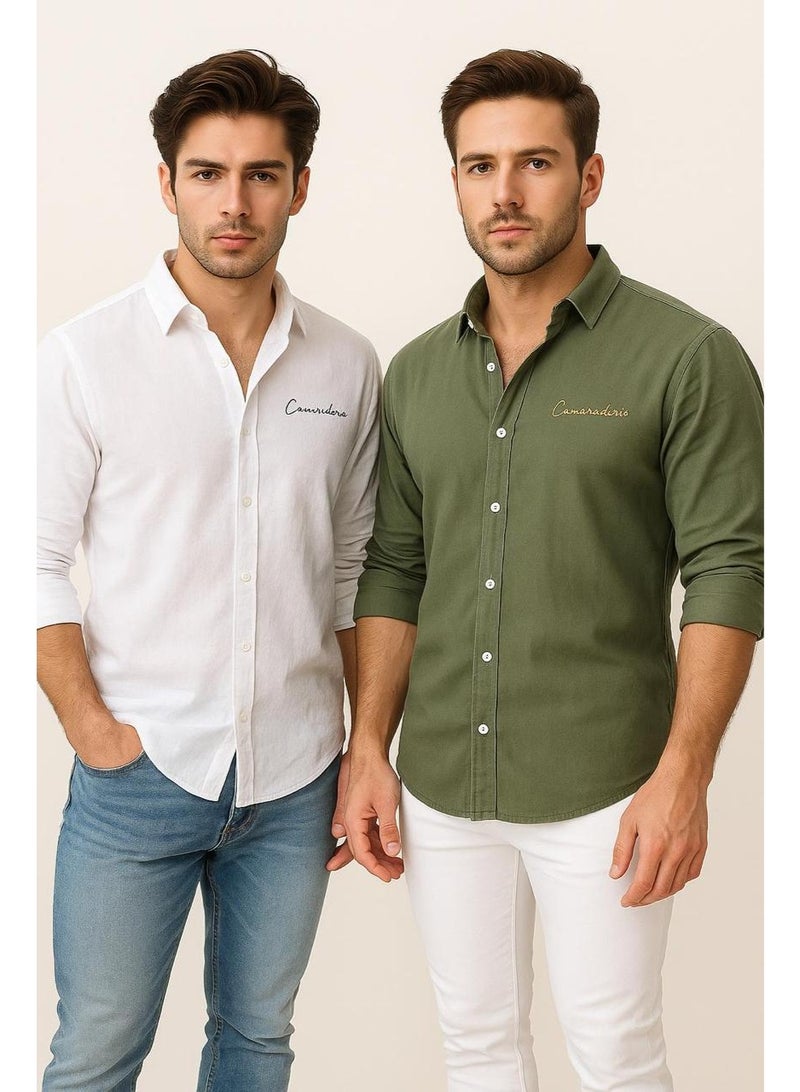 THUGFIT PREMIUM PURE LINEN SHIRT GREEN - Image 3