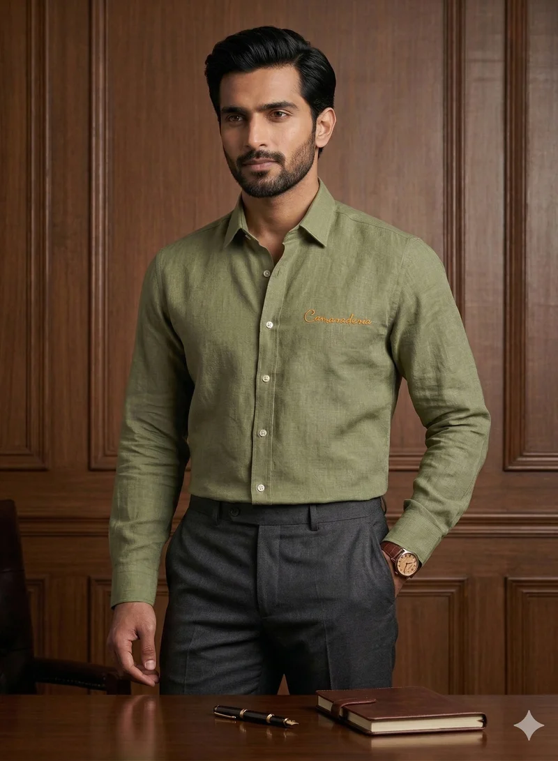 THUGFIT  LINEN COTTON SHIRT GREEN for Men | Best Price UAE