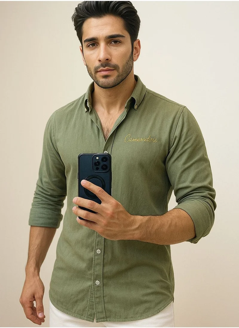 THUGFIT LINEN COTTON SHIRT GREEN