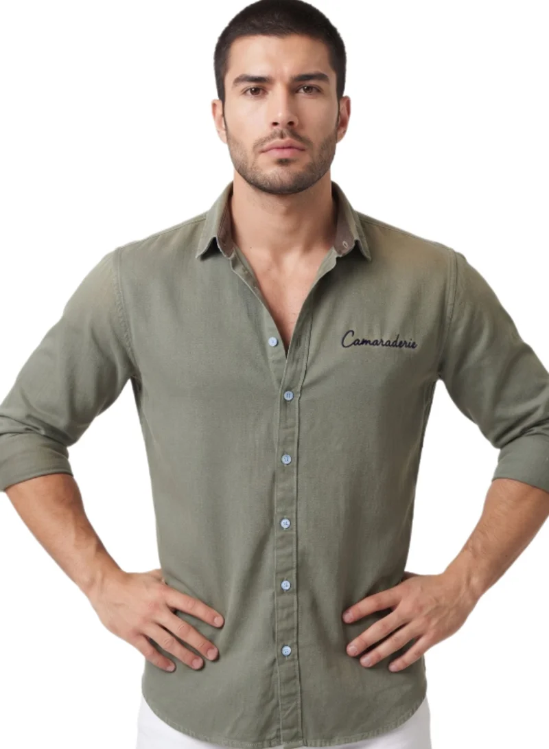 Thugfit  LINEN COTTON SHIRT GREEN for Men | Best Price UAE