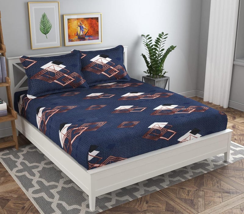 HOMEKART HOMEKART 100 Microfiber bedsheet for Double Bed with 2 Pillow Covers Breathable Wrinklefree and Soft Touch 144 TC Pattren Abstract Black and White  - Image 1