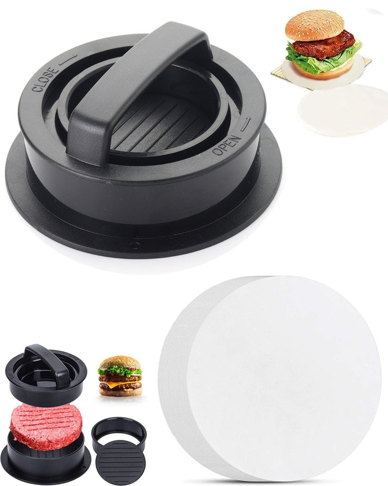 INOCEAN 51PCS Burger Press, Patty Maker, Burger PressWith 50 Patties Maker Paper, Round Patty Maker for Homemade Burgers, BBQ, Kitchen Cooking, Family Gathering (1 Press + 50 Baking Sheets) - Image 1