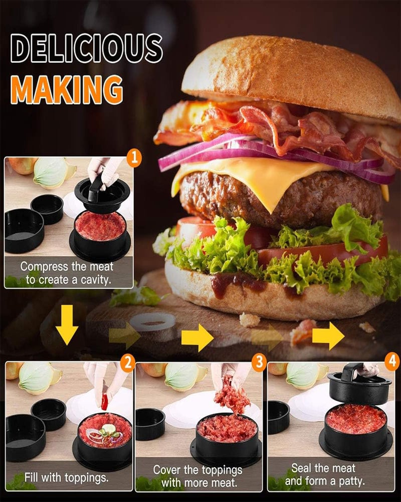 INOCEAN 51PCS Burger Press, Patty Maker, Burger PressWith 50 Patties Maker Paper, Round Patty Maker for Homemade Burgers, BBQ, Kitchen Cooking, Family Gathering (1 Press + 50 Baking Sheets) - Image 4