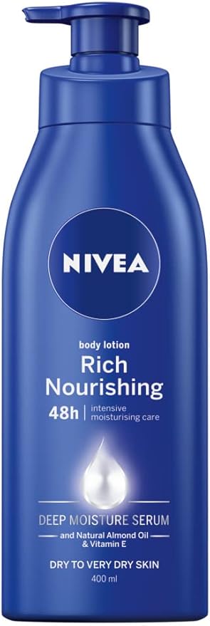 NIVEA Rich Nourishing Body Lotion 400ml Rich 72H Hydration NIVEA Moisturiser for Dry Skin Made with Deep Moisture Serum and Almond Oil Intensive Hydration NIVEA Body Lotion Pack of 1 - Image 2