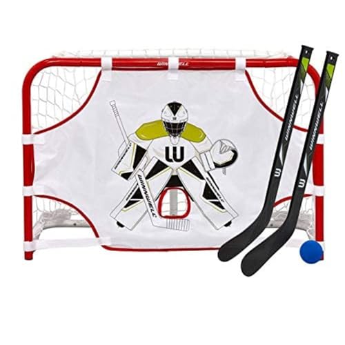 Winnwell Mini Hockey Goal Set Indoor Hockey Training Equipment Includes 2 Mini Sticks 1 Ball 1 Net Goal Shooting Target - Image 1