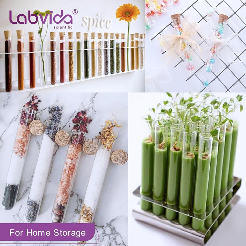 Labvida Glass Test Tubes for Plants 20pcs, 25x150mm vol. 50ml (1.69oz) Test Tube Shot Glasses with Cork Stoppers, LVH009 - Image 3