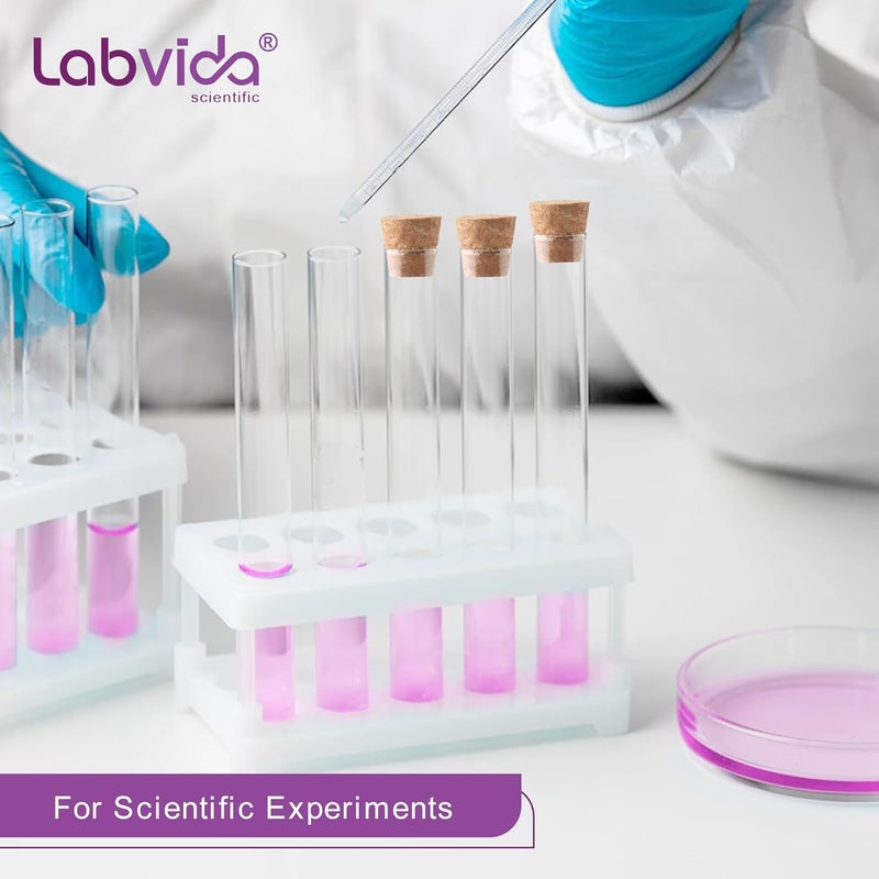 Labvida Glass Test Tubes for Plants 20pcs, 25x150mm vol. 50ml (1.69oz) Test Tube Shot Glasses with Cork Stoppers, LVH009 - Image 2