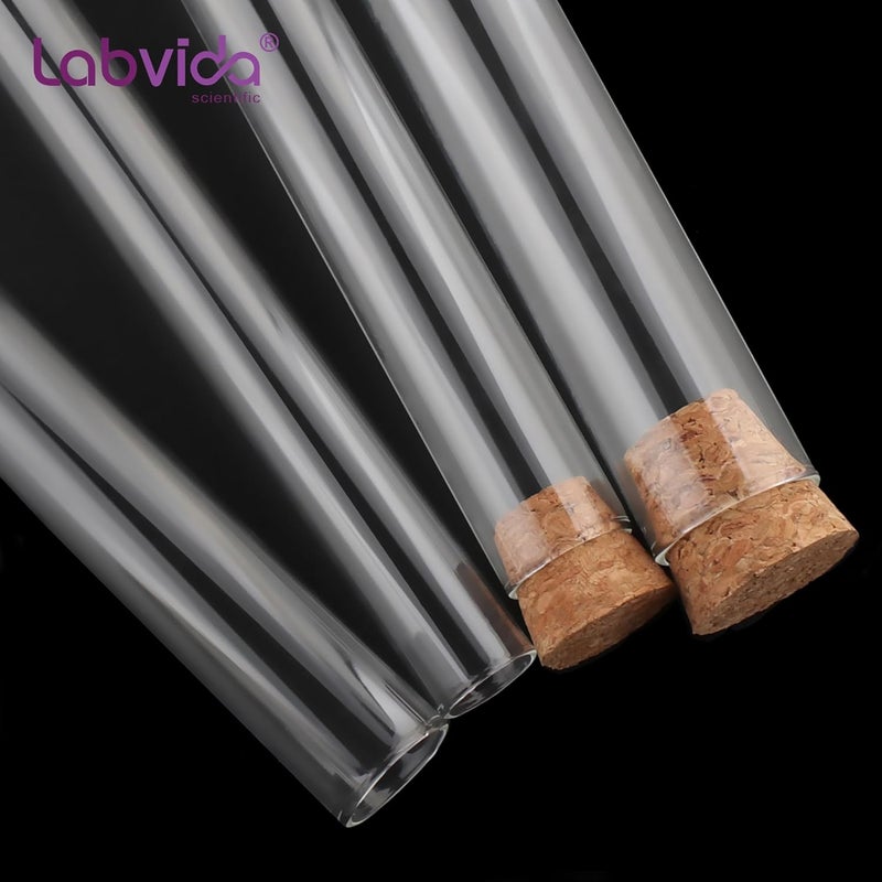 Labvida Glass Test Tubes for Plants 20pcs, 25x150mm vol. 50ml (1.69oz) Test Tube Shot Glasses with Cork Stoppers, LVH009 - Image 5