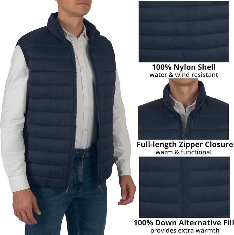 Alpine Swiss Clark Mens Puffer Vest Down Alternative Water Resistant Packable Outerwear Zip Up Pockets Warm Versatile Layer NVY Medium - Image 5