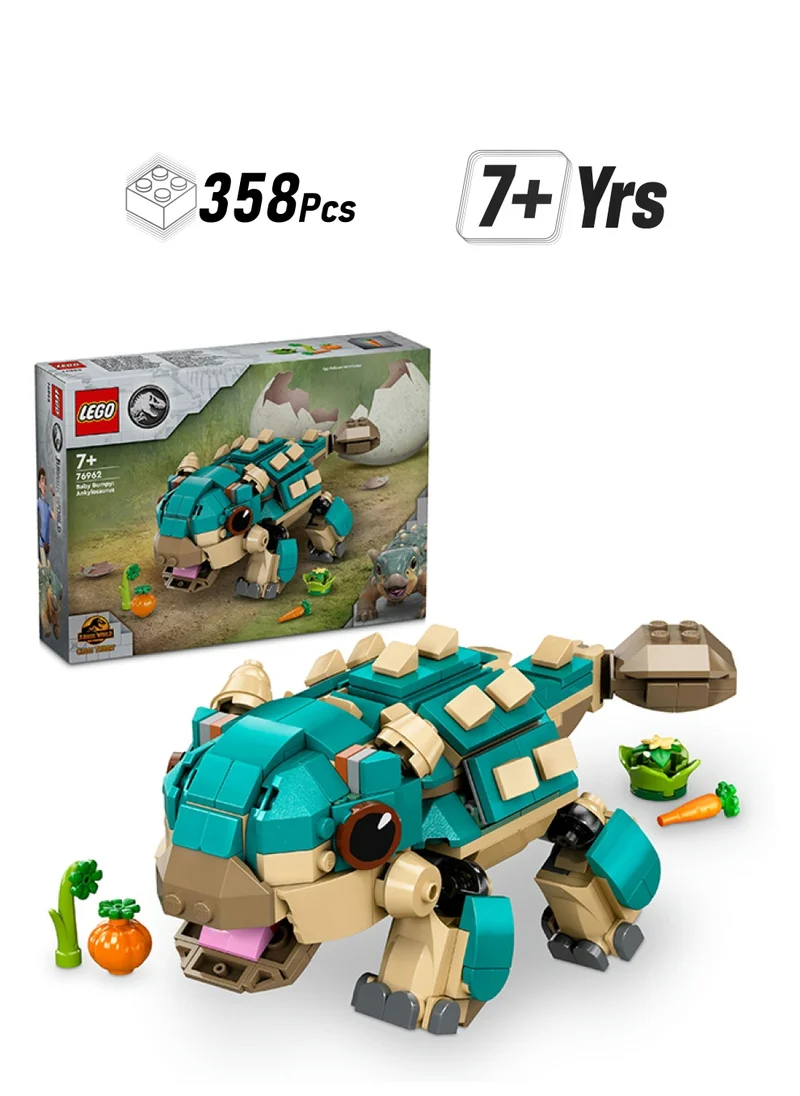 ليغو Jurassic World Baby Bumpy: Ankylosaurus Dinosaur Toy for Camp Cretaceous Fans and Kids Aged 7 Plus, Fun Build-a-Dinosaur Adventure Set Gift for Boys and Girls 76962