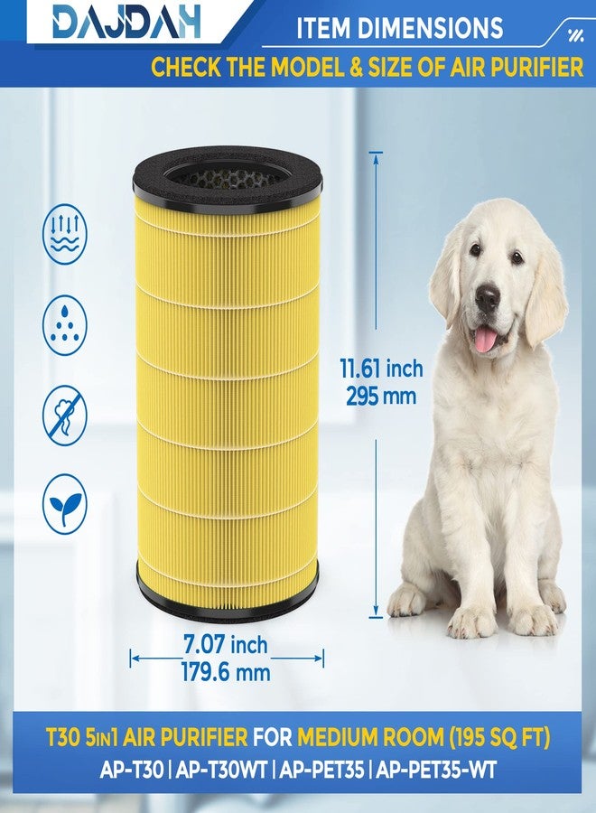 DAJDAH AP-T30FL/AP-PET35FL Filter Compatible with Homedics Air Purifier Replacement, 5-in-1 Air Filter for Homedics Total Clean AP-T30, AP-T30WT, AP-PET35, AP-PET35-WT, Activated Carbon, 1 Count - Image 3