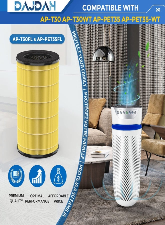DAJDAH AP-T30FL/AP-PET35FL Filter Compatible with Homedics Air Purifier Replacement, 5-in-1 Air Filter for Homedics Total Clean AP-T30, AP-T30WT, AP-PET35, AP-PET35-WT, Activated Carbon, 1 Count - Image 2