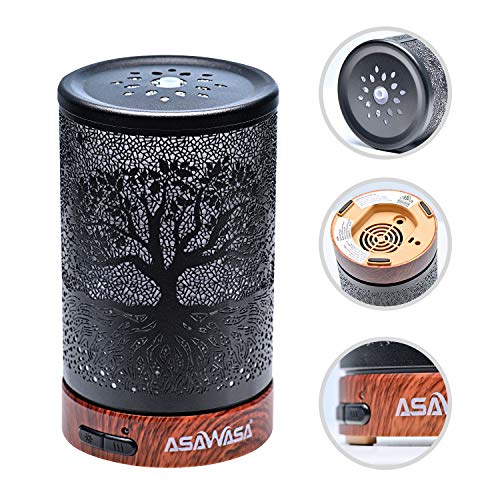 ASAWASA Diffusers for Essential Oils, Essential Oil Diffuser with Waterless Auto Shut-Off, Metal Art Aromatherapy Humidifier with Multicolor Changed Night Light,Ideal for Home Gifts Spa Yoga (Banyan) - Image 4