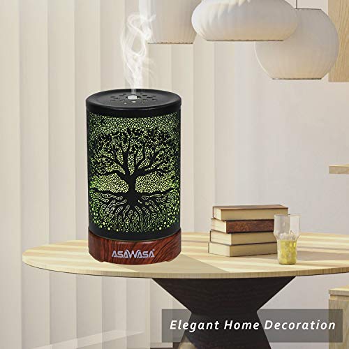 ASAWASA Diffusers for Essential Oils, Essential Oil Diffuser with Waterless Auto Shut-Off, Metal Art Aromatherapy Humidifier with Multicolor Changed Night Light,Ideal for Home Gifts Spa Yoga (Banyan) - Image 3