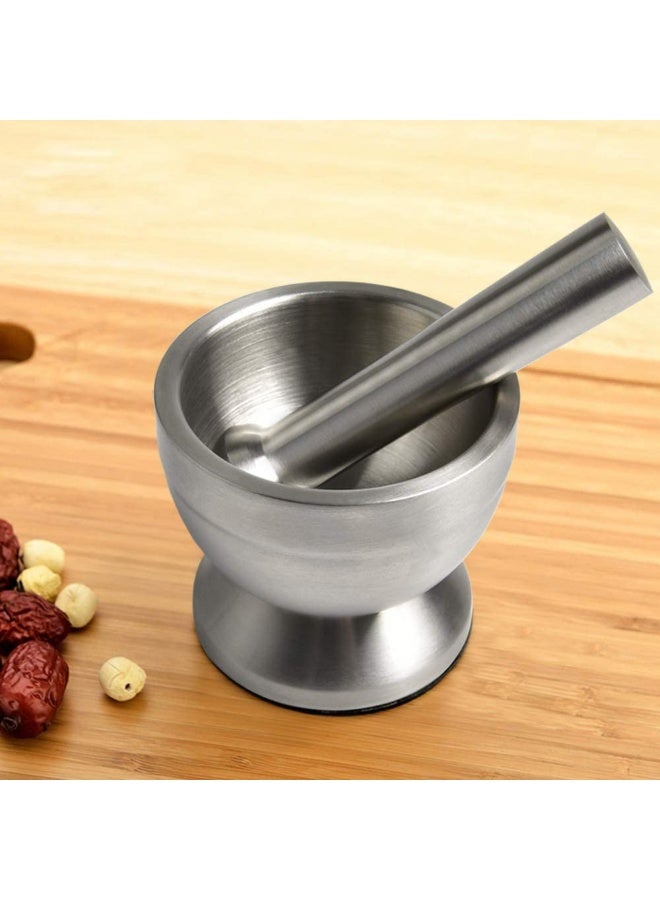 Mortar and Pestle Sets, Food Safe Mortar and Pestle for  Spices Herbs with Lid,18/8 Steel Crusher Bowl - Image 4
