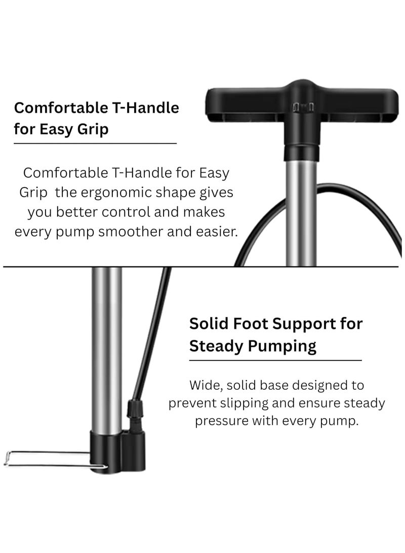 ECVV Floor Air Pump – Portable Manual Tire Inflator for Bicycles, Cars, Bike, and Sports Balls | Durable Hand Pump with Universal Valve & Easy Grip Handle | Random Color - Image 4
