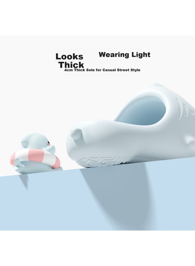 Chikoku New Cute Shark Slippers For Women, Summer Home Wear, Adorable Thick-soled Non-slip Couple Shark Sandals For Men Summer - Image 4