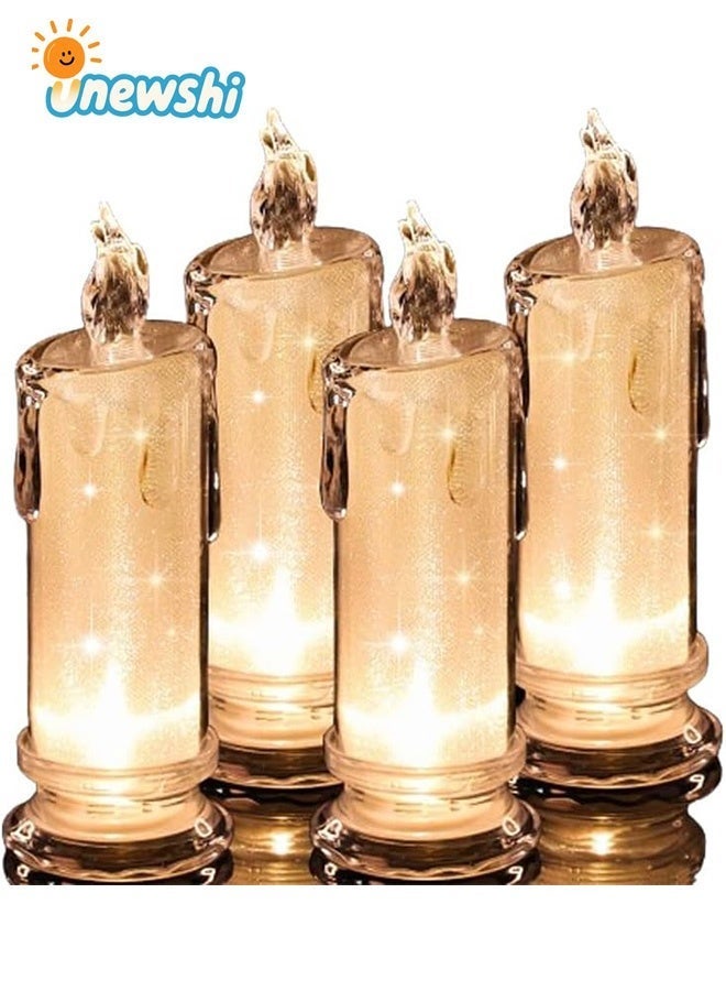 أخبار عبوة من 4 شموع LED مخروطية بدون لهب، لهب أصفر دافئ متلألئ، مثالية لتزيين طاولات الطعام، وحفلات الزفاف، وأعياد الميلاد، والحفلات، والمهرجانات. - Image 1