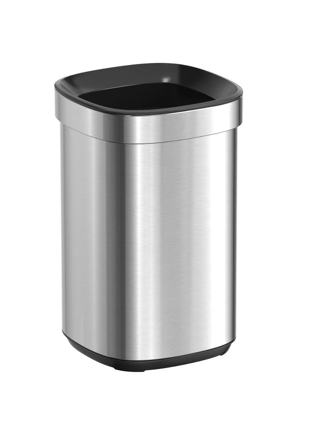 AKC Stainless Steel Trash Can with Open Top Lid & Inner Bucket - Anti-Fingerprint, 8L / 12L / 20L - Modern Waste Bin for Kitchen & Bathroom (12 Liter) - Image 1