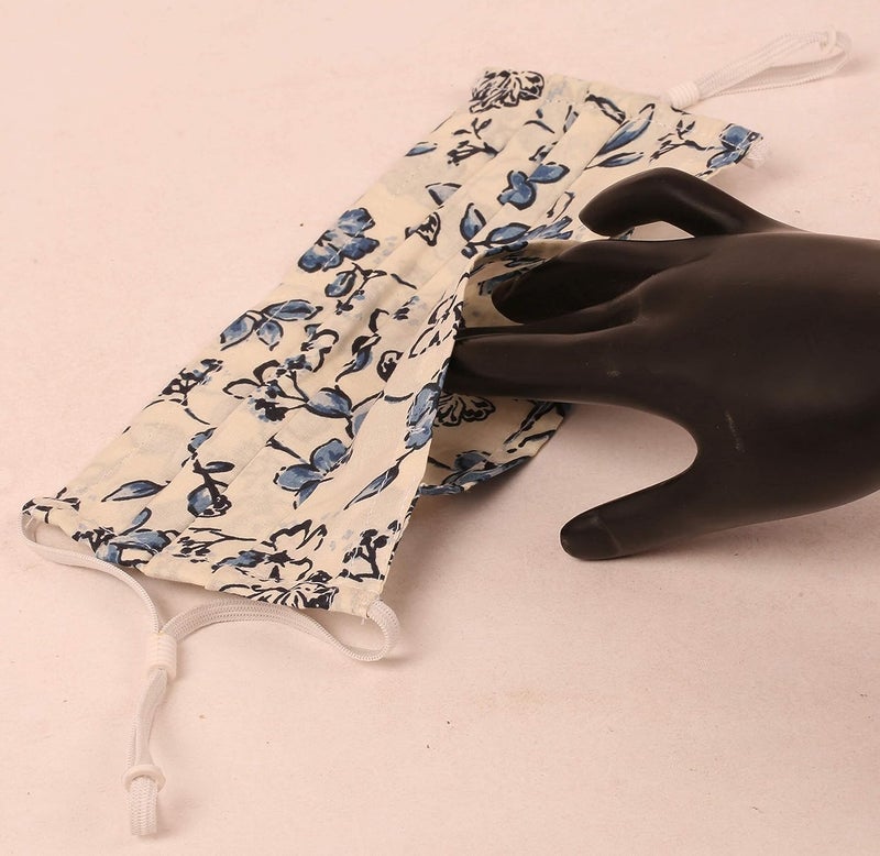 Touchstone anti pollution smog smoke cold cough protective cotton face mask Floral Fabric Adjustable filter pocket nose bridge 2 layer reusable washable men women (Pack of 3). Blue Pink Multicolor - Image 3