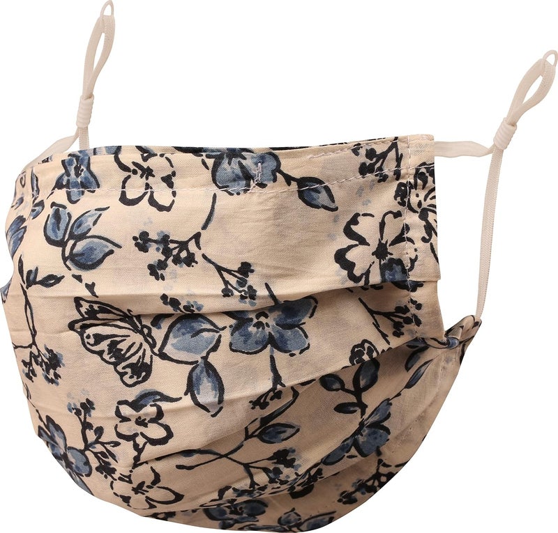 Touchstone anti pollution smog smoke cold cough protective cotton face mask Floral Fabric Adjustable filter pocket nose bridge 2 layer reusable washable men women (Pack of 3). Blue Pink Multicolor - Image 5