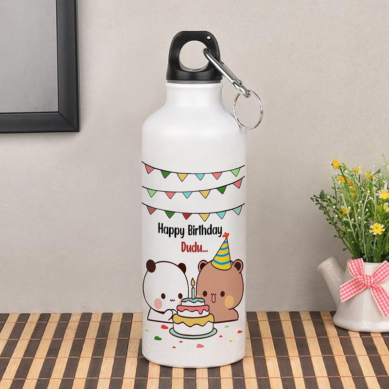 Bubu Dudu Love Gift for Birthday/Anniversary Sipper Water Bottle Aluminium with Coffee Mug, Wooden Keychain Combo Pack MSK-8  - Image 4