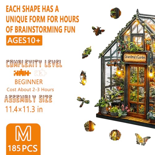 Artipuz Wooden Puzzles for Adults Grandmas Garden Wooden Puzzle Unique Shape Wood Jigsaw Puzzle for Adults Wood Puzzles Adult Gifts for Friends and Family Wall Art Home Decor 180pcs 114 113in M - Image 5