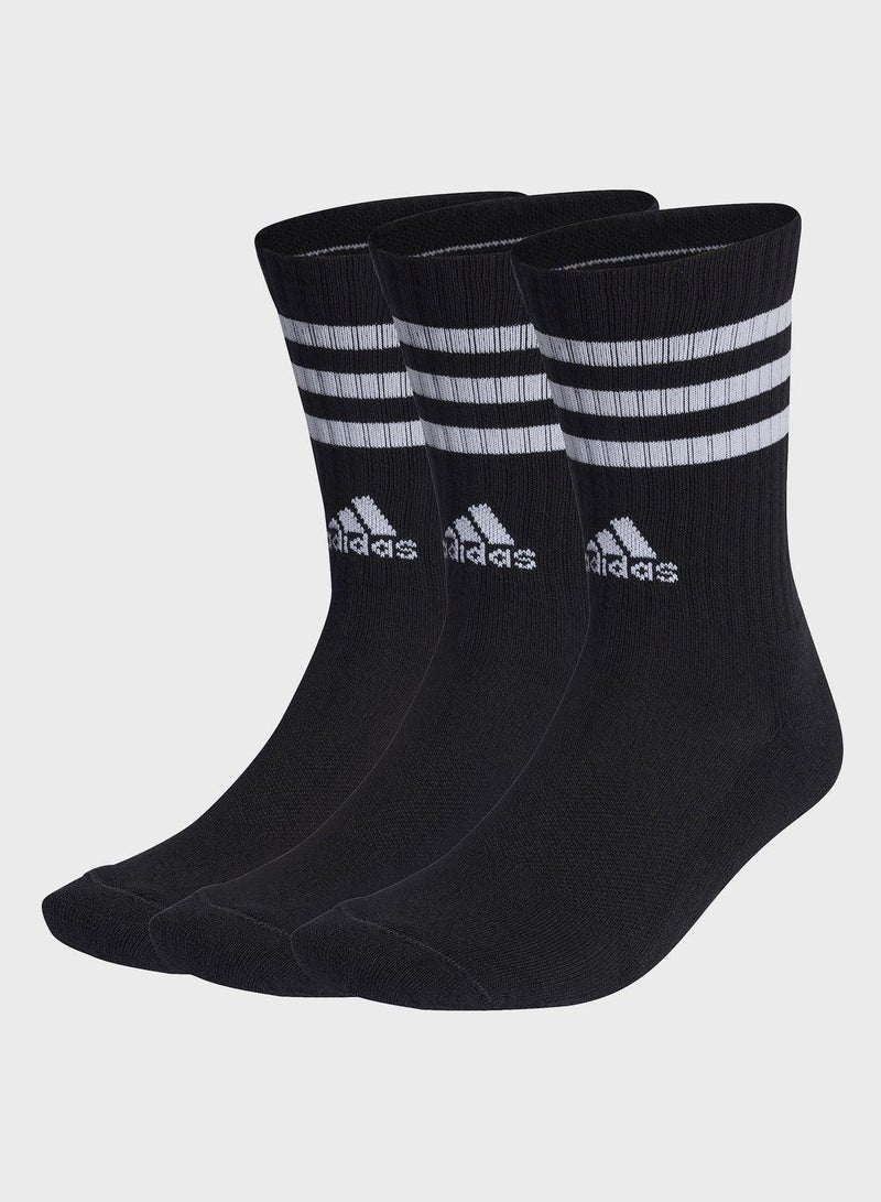 Adidas 3 Stripes Cushioned Sportswear Crew Socks 3 Pair Pack - Image 1