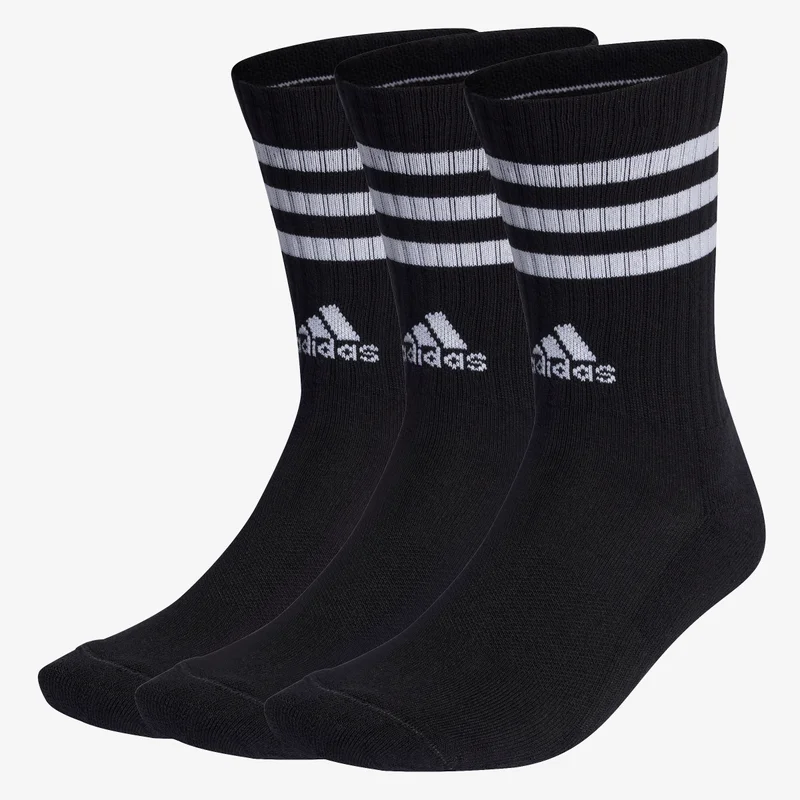 اديداس ثلاثة أزواج من جوارب 3-Stripes Cushioned Crew