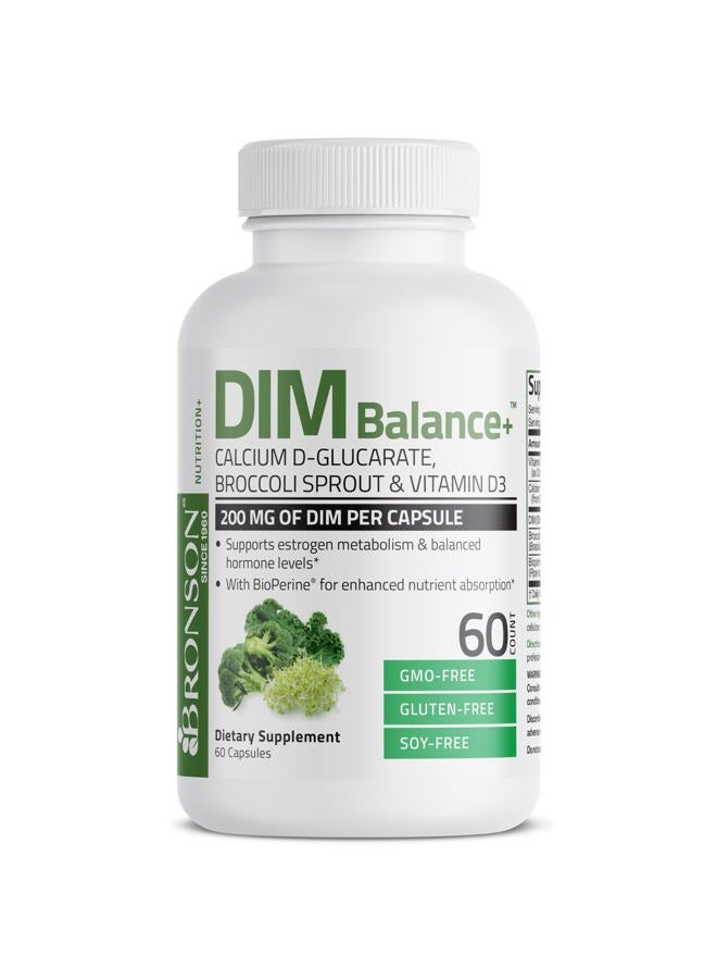 Bronson DIM Balance+ Calcium D-Glucarate, Broccoli Sprouts and Vitamin D3 200 MG of DIM per Capsule Supports Estrogen Metabolism and Balanced Hormone Levels Non-GMO, 60 Vegetarian Capsules - Image 5