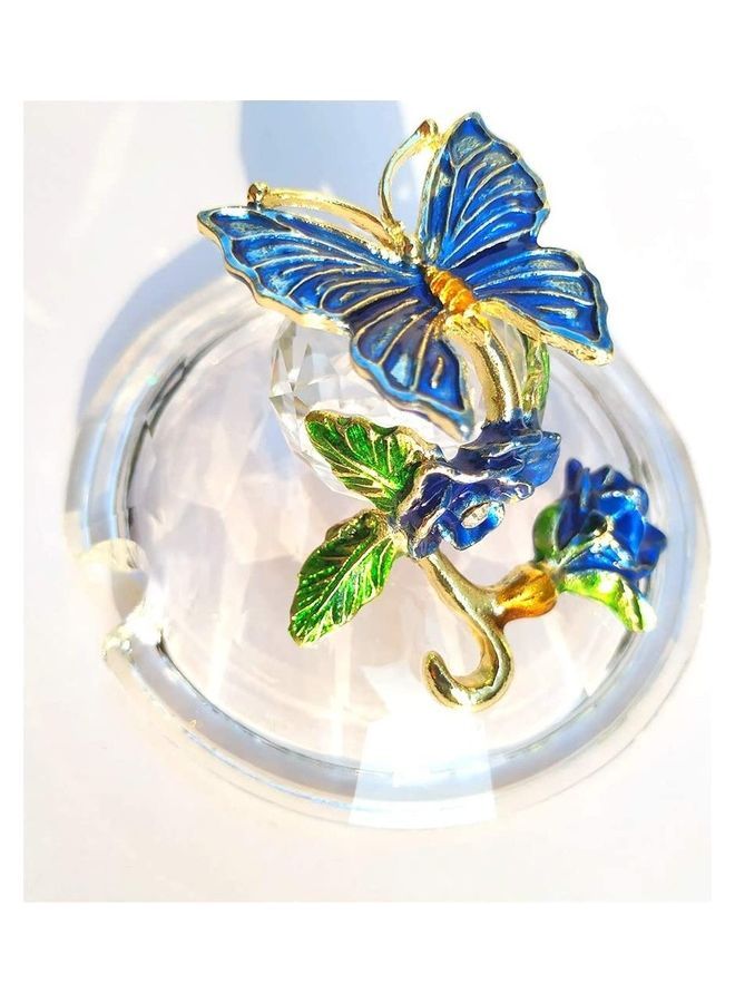 NIBEMINENT Butterfly Glass Tea Cups Coffee Mugs With Lid Spoon and Saucer multicolour 250mm - Image 3