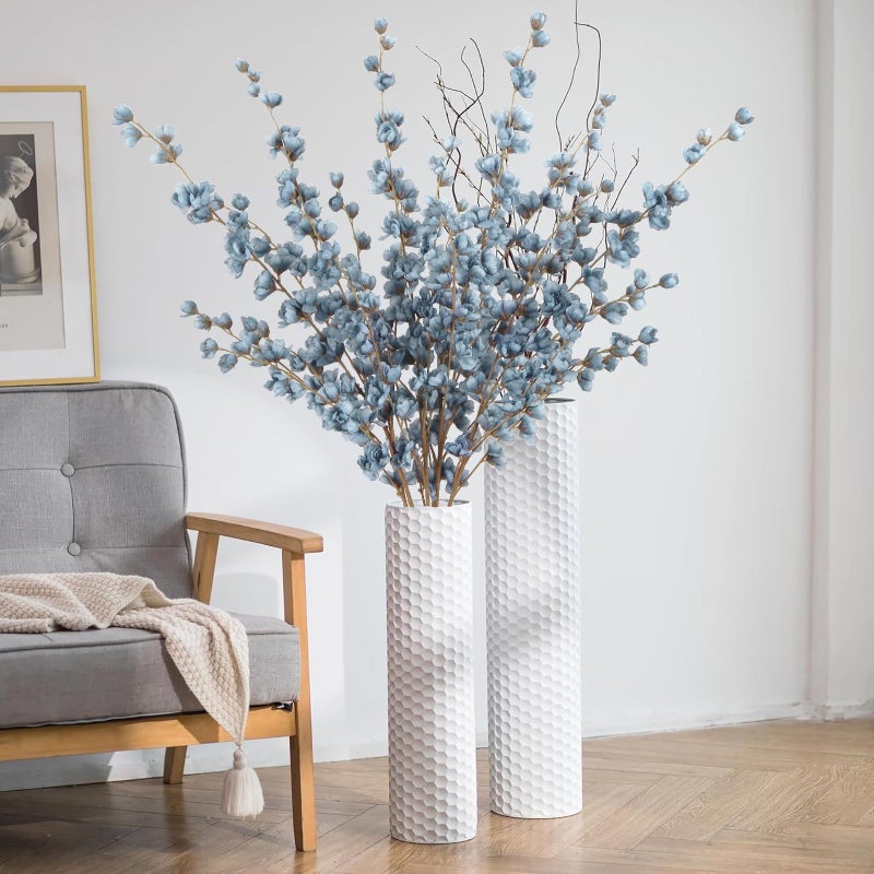IPOPU Dusty Blue Delphinium Artificial Flowers Bulk 5PCS Faux Snapdragon Stems 45.6in Tall Fake Flowers for Floor Vase Table Centerpieces Wedding Home Decor (Dusty Blue) - Image 4
