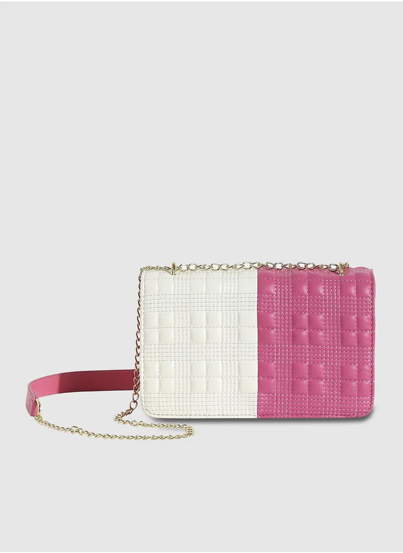 Haute Sauce Contrast Quilted Sling Bag - White & Pink