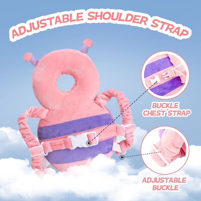 Pucmaoci Baby Toddler Head Protector, Baby Head Protection Backpack, Adjustable, Lightweight and Breathable, Pink Butterfly - Image 5