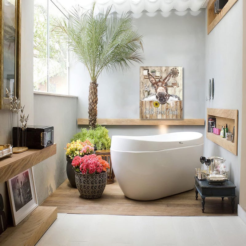 Fuzawet Rustic Donkey Wall Art for Bathroom - Image 2