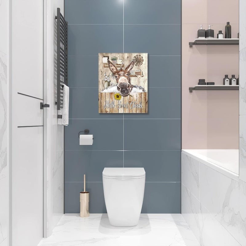 Fuzawet Rustic Donkey Wall Art for Bathroom - Image 4
