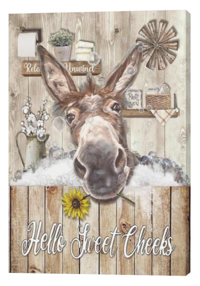Fuzawet Rustic Donkey Wall Art for Bathroom - Image 1