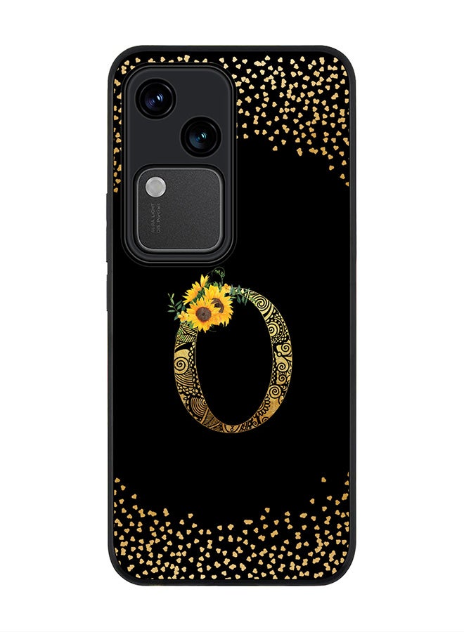 Stylizedd Rugged Black edge case for Vivo V30 5G, Flexible Cover -  Custom Monogram Initial Letter Mandala Floral Pattern Alphabet - O ( Black ) - Image 1