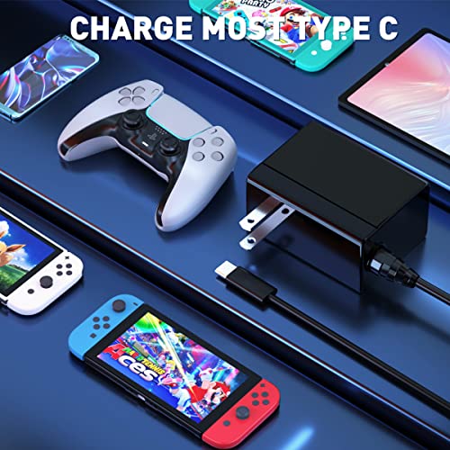 pdobq Charger for Nintendo Switch with 5FT Charging Cable, AC Power Supply Adapter for Nintendo Switch/LITE/OLED Work as Original Charger, Support Switch TV Dock Mode Output 15V2.6A USB C Chargers - Image 2