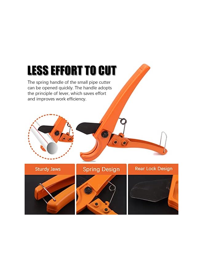PROMASS 3Pcs Ratchet PVC Pipe Cutter Tool and PEX Straight Cut Pipe Cutter with Mini Tube Cutter, Ratchet-type Pipe Cutter One-hand Fast Pipe Cutting Tool PEX Tube Cutters for Pipe Cutting - Image 5