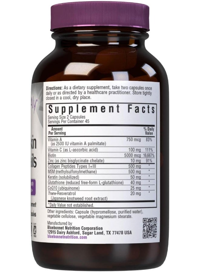 Bluebonnet Nutrition Beautiful Ally Hair Skin Nails 90 Vegetable Capsules - Image 2