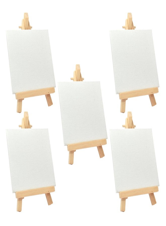 Buzz Cool Wooden Easel with Mini Canvas | Display Tabletop Tripod Stand for Mini Art Decoration | Wooden Canvas Easel for Card Artist Photos Phone Wedding Decoration | 6 inch, 5 pcs - Image 1