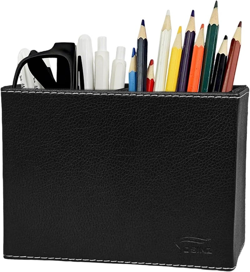 Fosinz Pen Pencil Holder Cup Container PU Leather Desk Organizer Stand Decor Brush Scissor Holder Decoration Office Desk Home School - Image 1