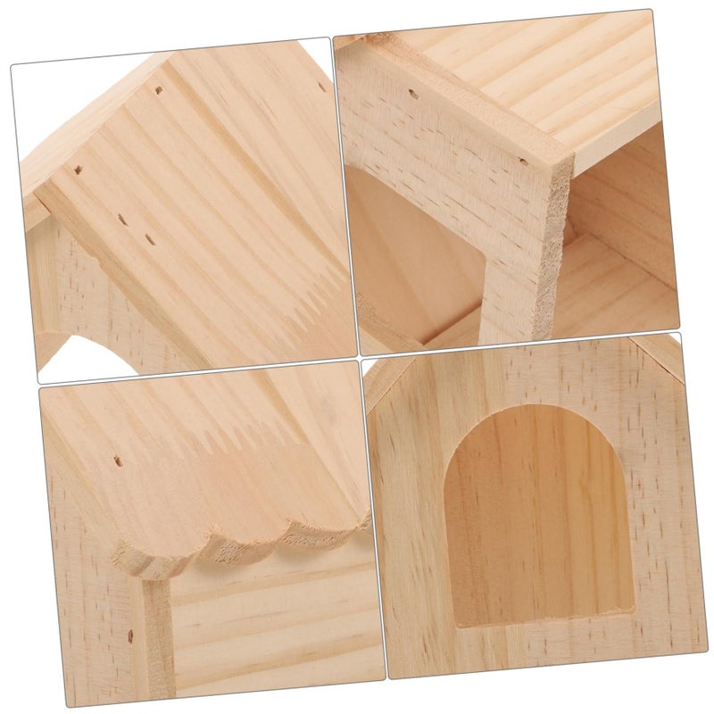 Wooden Hamster Hideout Cozy Sleeping House for Gerbils Guinea Pigs and Small Pets - Image 4