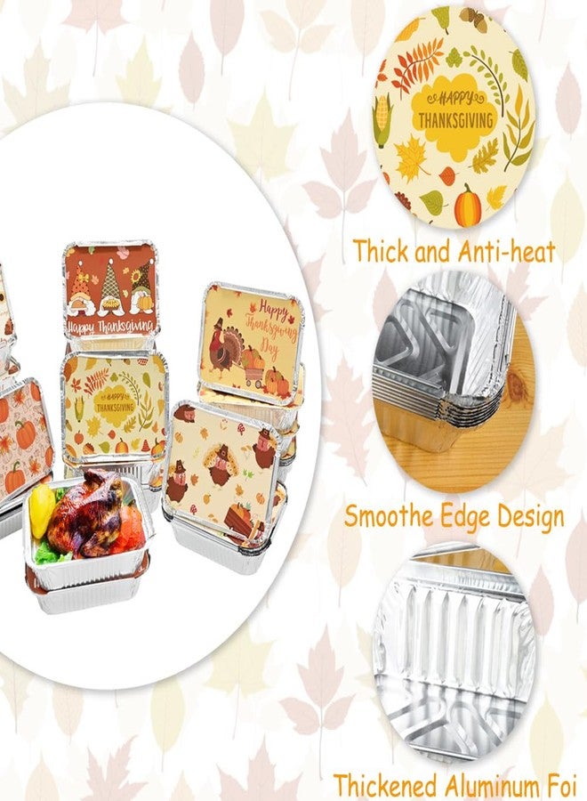 LUKBERA 42Pcs Thanksgiving Tin Foil Containers with Cardboard Lids, Aluminum Disposable Food Storage Pans Reusable Baking Takeout Foil Containers Pans Autumn Harvest Day Treat Party - Image 2