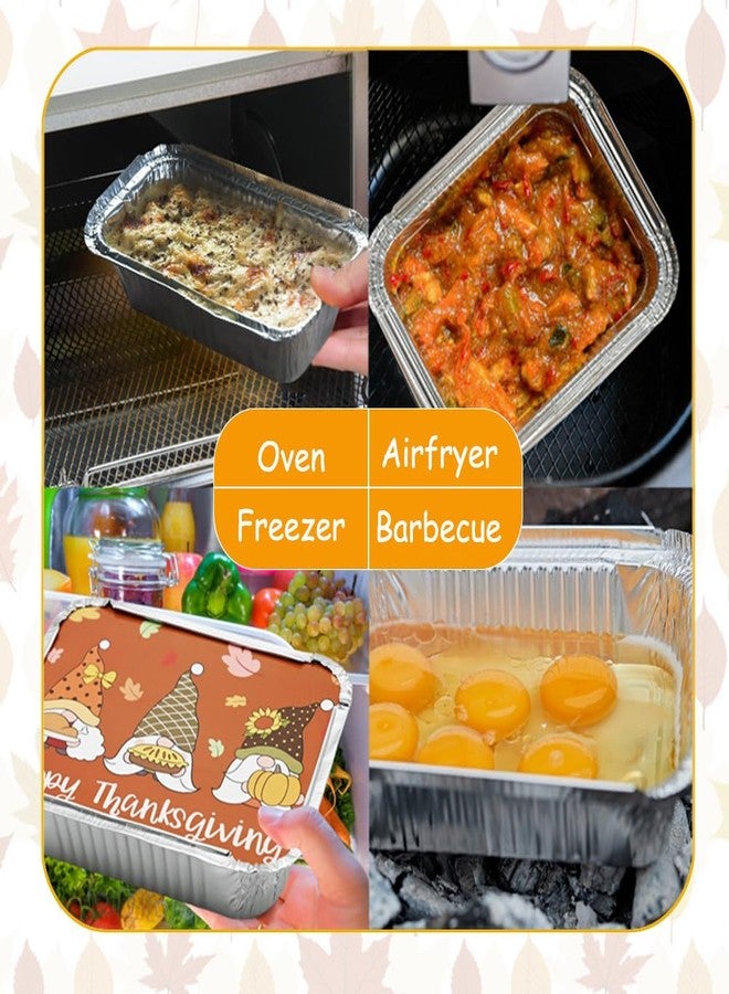 LUKBERA 42Pcs Thanksgiving Tin Foil Containers with Cardboard Lids, Aluminum Disposable Food Storage Pans Reusable Baking Takeout Foil Containers Pans Autumn Harvest Day Treat Party - Image 3