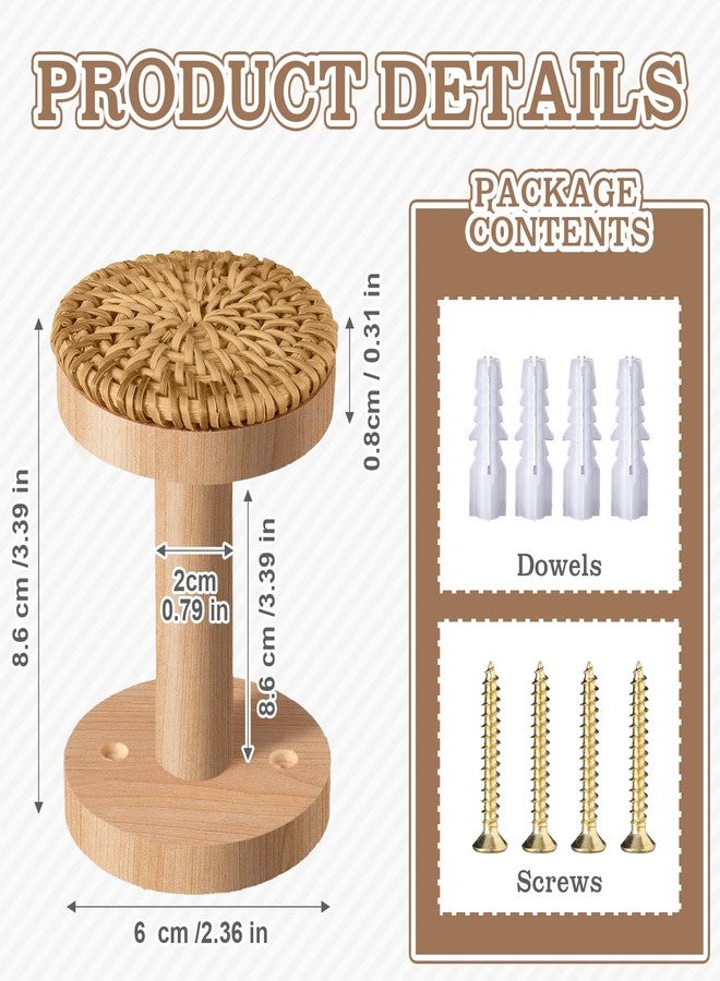 Leinuosen Boho Curtain Holdbacks Rattan Tiebacks Pack of 2 Curtain Holdbacks for Curtains Wall Mounted Wooden Drapery Hook for Door Window Treatment Sheer and Blackout Panels(Round) - Image 2