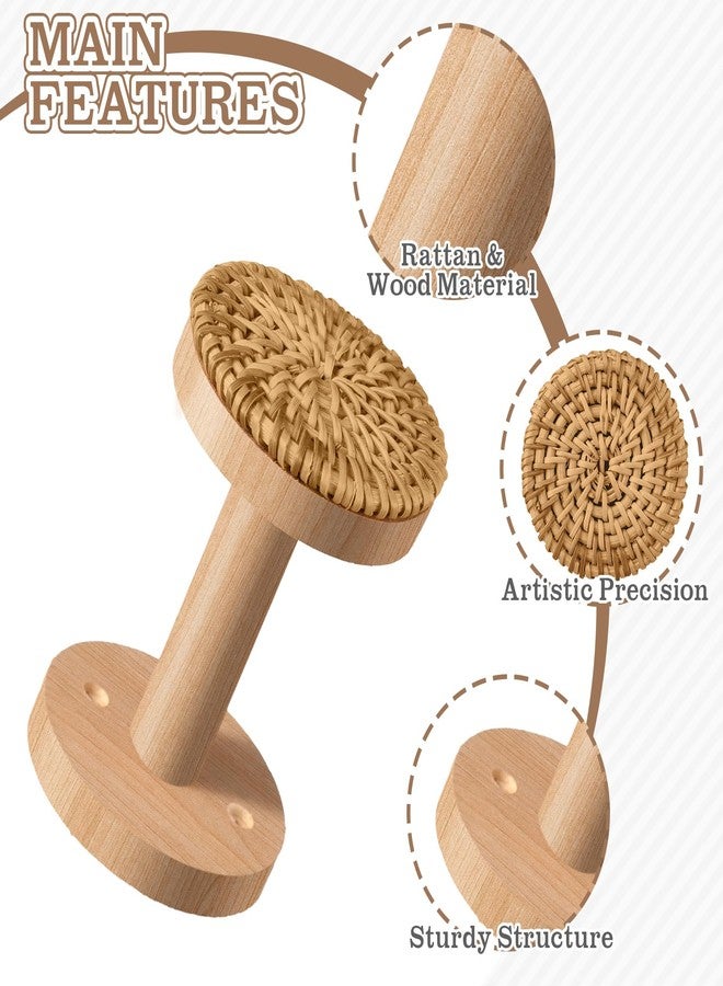 Leinuosen Boho Curtain Holdbacks Rattan Tiebacks Pack of 2 Curtain Holdbacks for Curtains Wall Mounted Wooden Drapery Hook for Door Window Treatment Sheer and Blackout Panels(Round) - Image 3