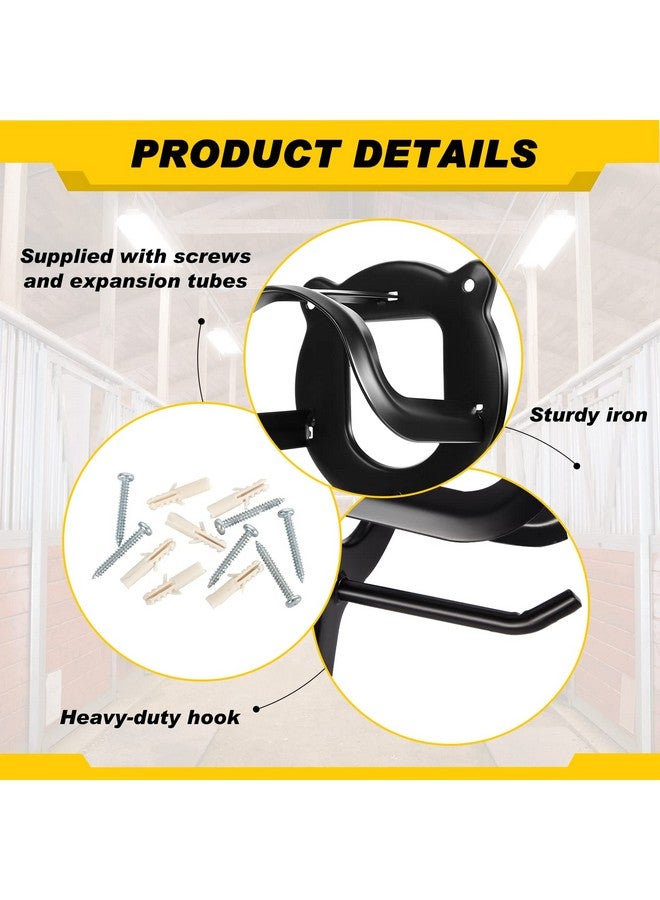 ليفيدي حامل لجام الخيل من LEIFIDE، 24 قطعة، خطافات لجام الخيل، حامل لجام الخيل، حامل معدني مع أنابيب ومسامير لمستلزمات الحظيرة، لون أسود - Image 3